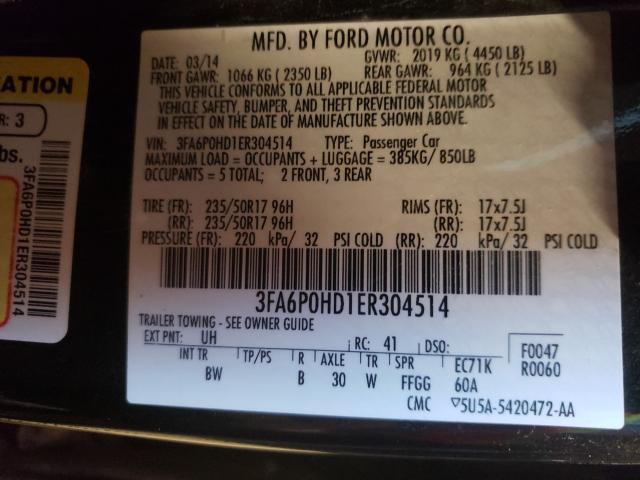 Photo 9 VIN: 3FA6P0HD1ER304514 - FORD FUSION SE 