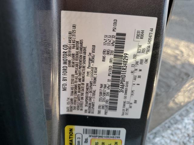 Photo 9 VIN: 3FA6P0HD1ER348299 - FORD FUSION SE 