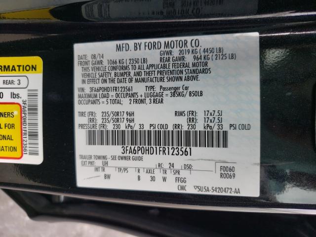 Photo 9 VIN: 3FA6P0HD1FR123561 - FORD FUSION SE 