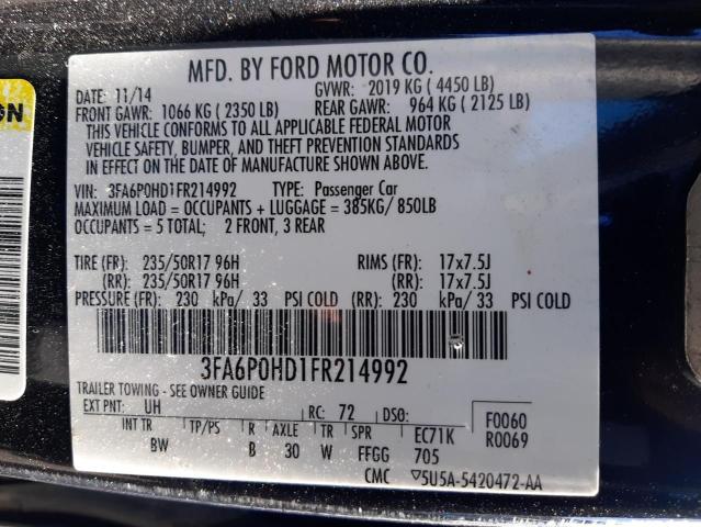 Photo 9 VIN: 3FA6P0HD1FR214992 - FORD FUSION SE 