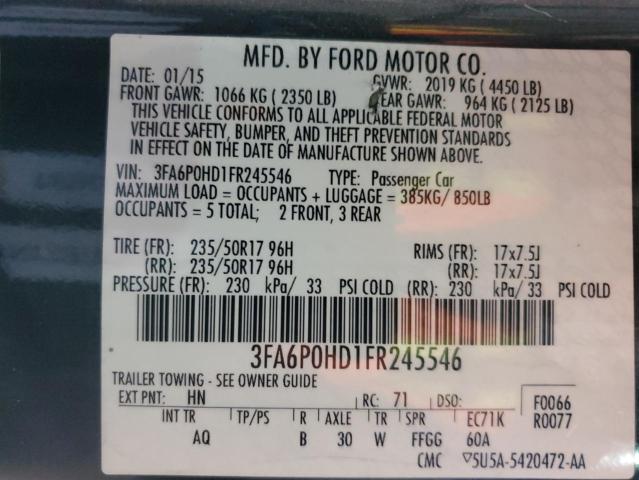 Photo 11 VIN: 3FA6P0HD1FR245546 - FORD FUSION SE 