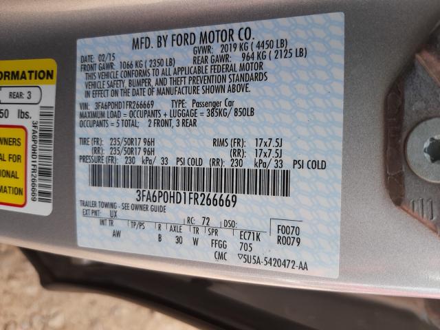 Photo 9 VIN: 3FA6P0HD1FR266669 - FORD FUSION SE 