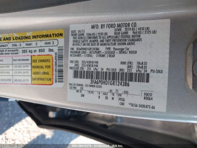 Photo 8 VIN: 3FA6P0HD1GR124386 - FORD FUSION 