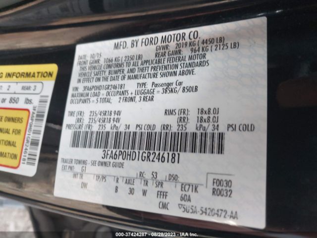 Photo 8 VIN: 3FA6P0HD1GR246181 - FORD FUSION 