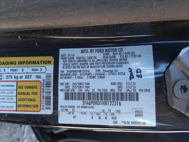 Photo 9 VIN: 3FA6P0HD1HR122316 - FORD FUSION SE 