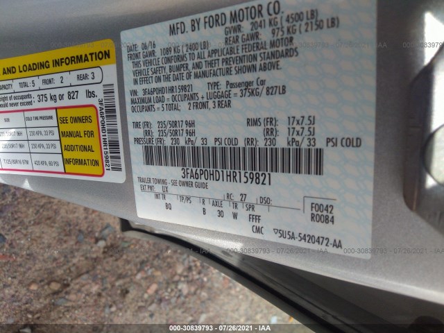 Photo 8 VIN: 3FA6P0HD1HR159821 - FORD FUSION 