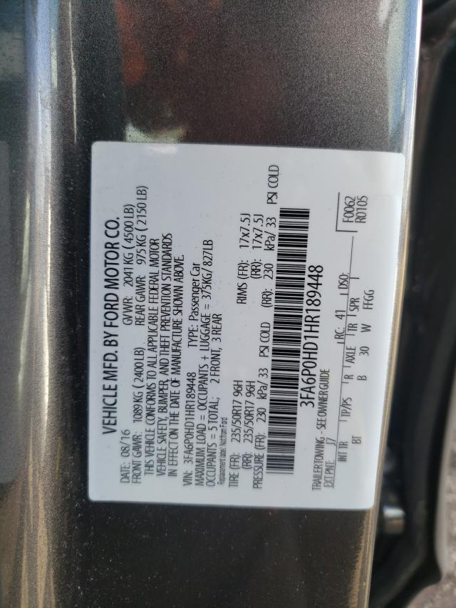 Photo 9 VIN: 3FA6P0HD1HR189448 - FORD FUSION SE 