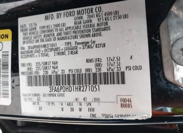 Photo 8 VIN: 3FA6P0HD1HR271051 - FORD FUSION 