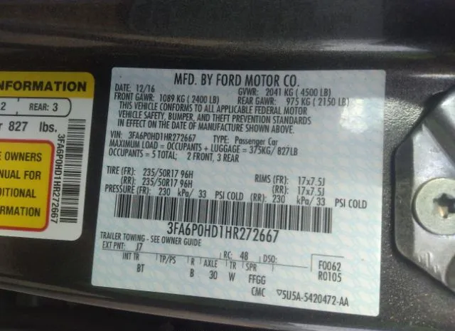 Photo 8 VIN: 3FA6P0HD1HR272667 - FORD FUSION 