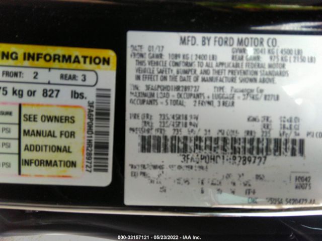 Photo 8 VIN: 3FA6P0HD1HR289727 - FORD FUSION 