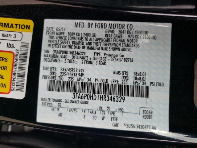 Photo 11 VIN: 3FA6P0HD1HR346329 - FORD FUSION SE 