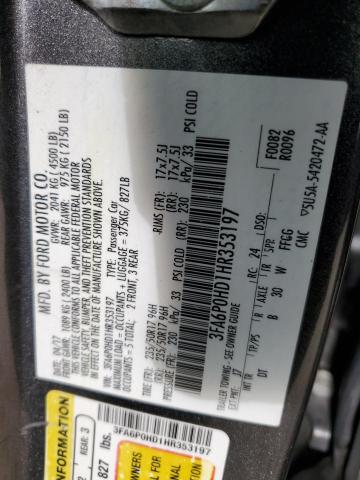 Photo 11 VIN: 3FA6P0HD1HR353197 - FORD FUSION 