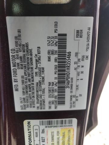 Photo 9 VIN: 3FA6P0HD1HR355466 - FORD FUSION SE 