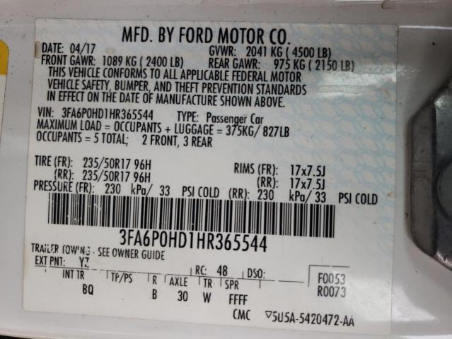 Photo 12 VIN: 3FA6P0HD1HR365544 - FORD FUSION SE 