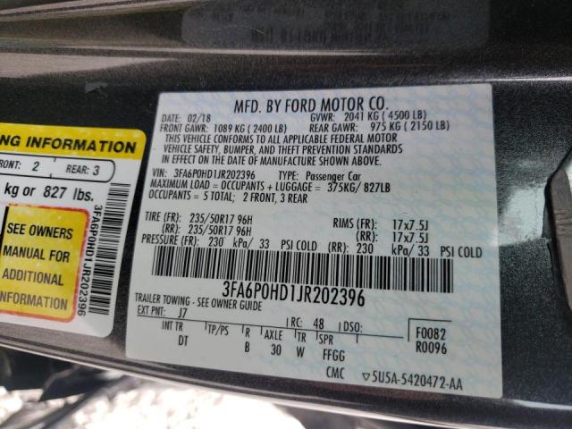 Photo 9 VIN: 3FA6P0HD1JR202396 - FORD FUSION SE 