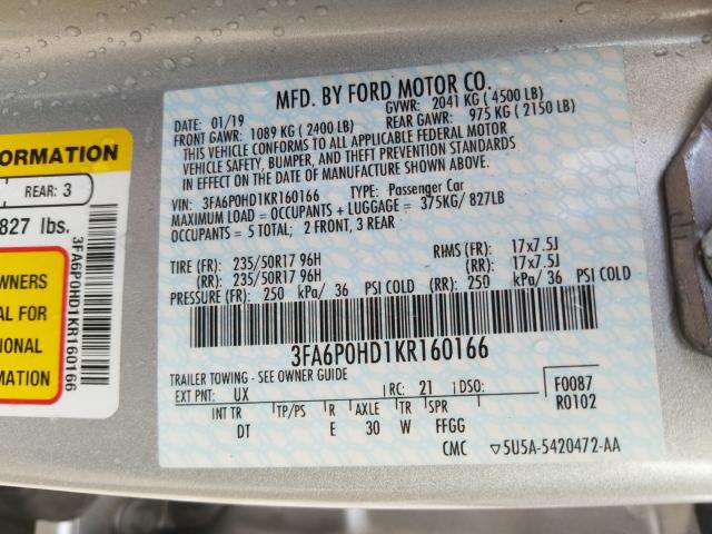 Photo 9 VIN: 3FA6P0HD1KR160166 - FORD FUSION SE 