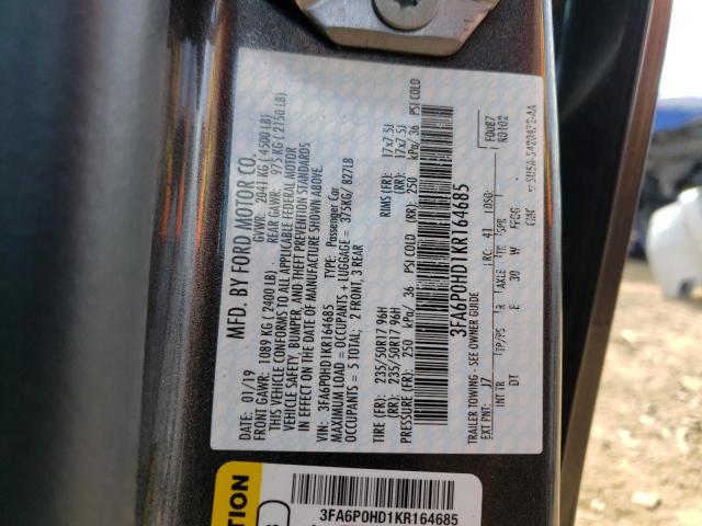 Photo 11 VIN: 3FA6P0HD1KR164685 - FORD FUSION SE 