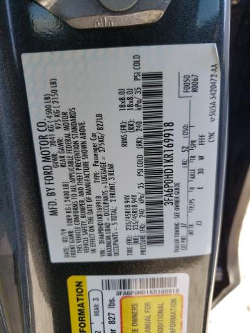 Photo 11 VIN: 3FA6P0HD1KR169918 - FORD FUSION 