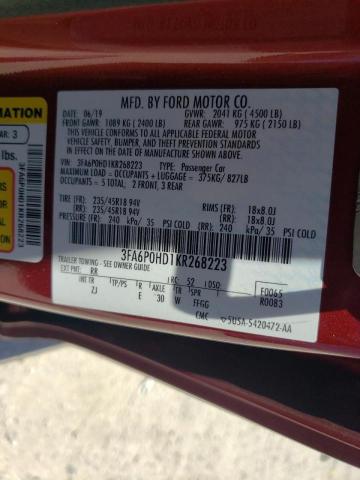 Photo 9 VIN: 3FA6P0HD1KR268223 - FORD FUSION SE 