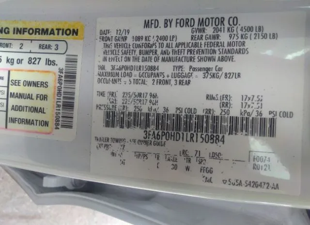 Photo 8 VIN: 3FA6P0HD1LR150884 - FORD FUSION 