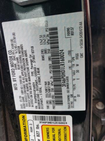 Photo 11 VIN: 3FA6P0HD1LR160024 - FORD FUSION 