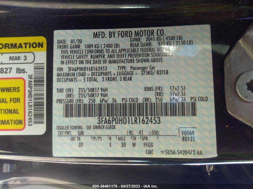 Photo 8 VIN: 3FA6P0HD1LR162453 - FORD FUSION 