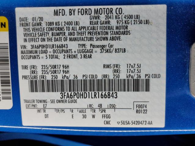 Photo 11 VIN: 3FA6P0HD1LR166843 - FORD FUSION SE 