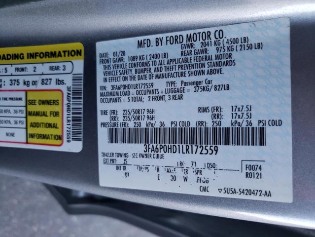 Photo 12 VIN: 3FA6P0HD1LR172559 - FORD FUSION SE 