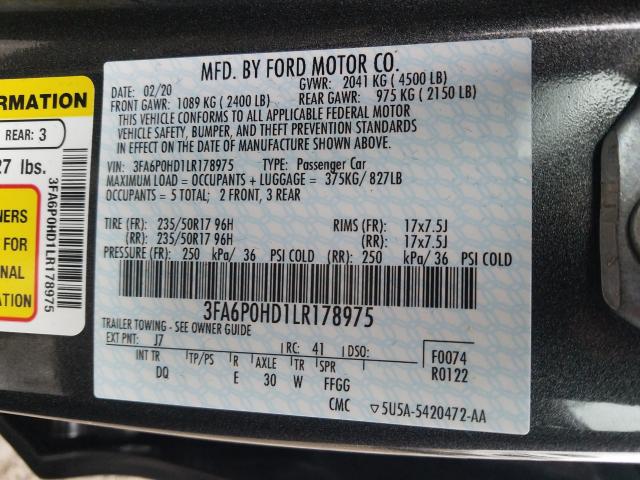 Photo 9 VIN: 3FA6P0HD1LR178975 - FORD FUSION SE 