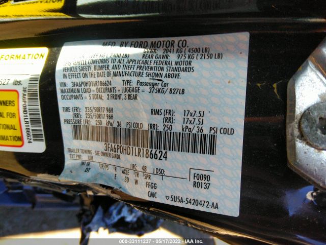 Photo 8 VIN: 3FA6P0HD1LR186624 - FORD FUSION 