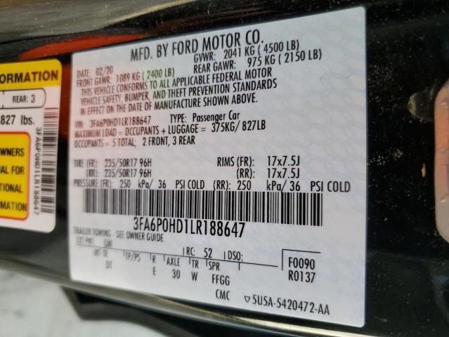 Photo 9 VIN: 3FA6P0HD1LR188647 - FORD FUSION SE 