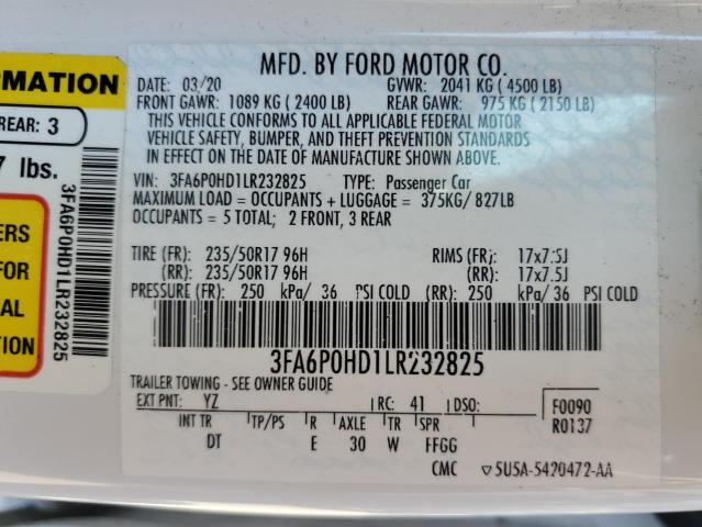 Photo 11 VIN: 3FA6P0HD1LR232825 - FORD FUSION SE 