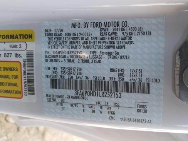 Photo 9 VIN: 3FA6P0HD1LR252153 - FORD FUSION SE 