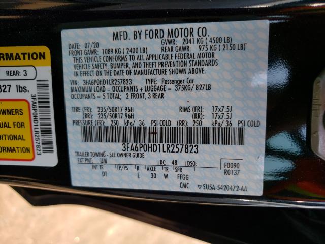 Photo 9 VIN: 3FA6P0HD1LR257823 - FORD FUSION SE 