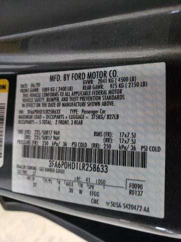 Photo 9 VIN: 3FA6P0HD1LR258633 - FORD FUSION SE 