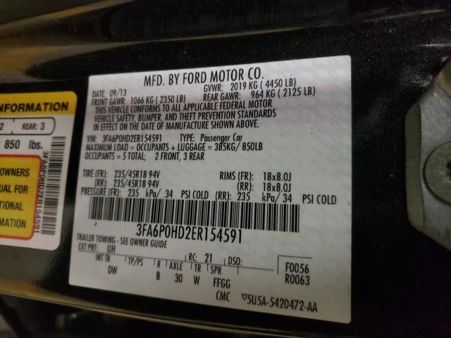 Photo 9 VIN: 3FA6P0HD2ER154591 - FORD FUSION 