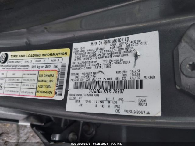 Photo 8 VIN: 3FA6P0HD2ER178907 - FORD FUSION 