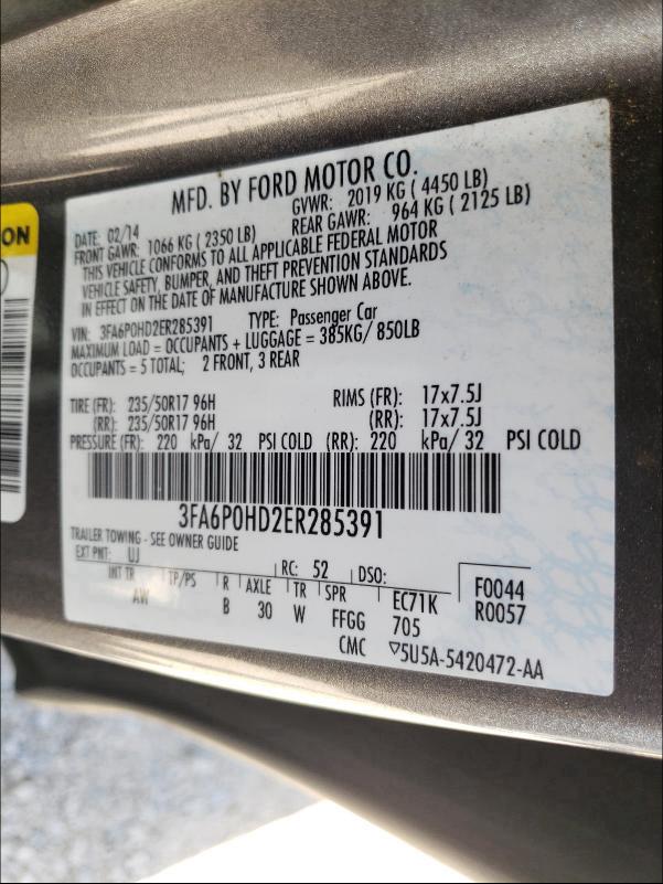 Photo 9 VIN: 3FA6P0HD2ER285391 - FORD FUSION SE 