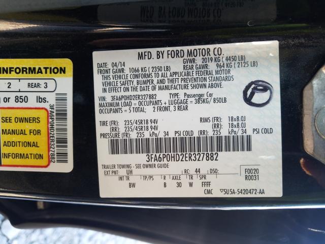 Photo 9 VIN: 3FA6P0HD2ER327882 - FORD FUSION SE 