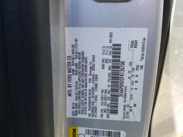 Photo 9 VIN: 3FA6P0HD2FR130700 - FORD FUSION SE 