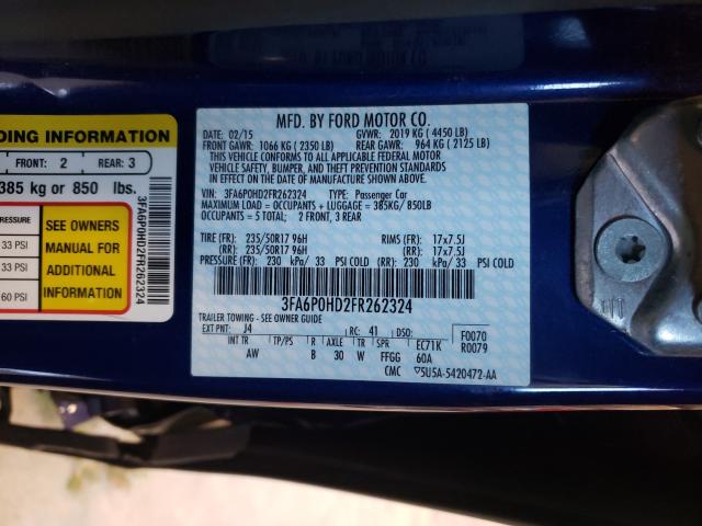 Photo 9 VIN: 3FA6P0HD2FR262324 - FORD FUSION SE 