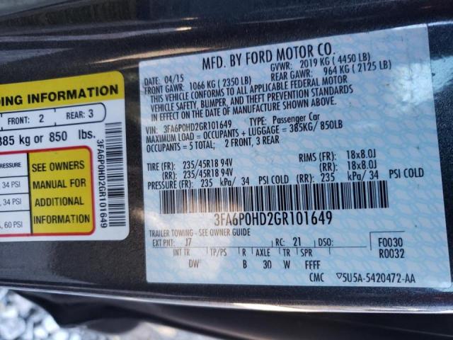 Photo 9 VIN: 3FA6P0HD2GR101649 - FORD FUSION SE 