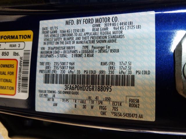 Photo 9 VIN: 3FA6P0HD2GR188095 - FORD FUSION SE 