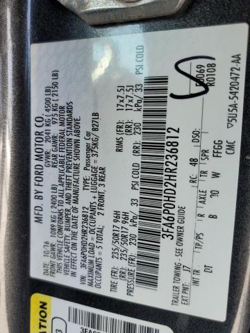 Photo 11 VIN: 3FA6P0HD2HR236812 - FORD FUSION SE 