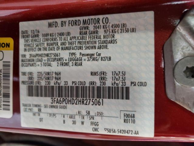 Photo 11 VIN: 3FA6P0HD2HR275061 - FORD FUSION 