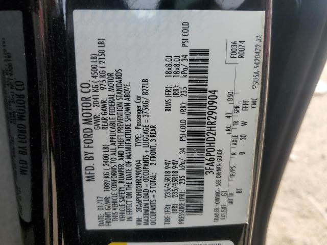 Photo 11 VIN: 3FA6P0HD2HR290904 - FORD FUSION SE 