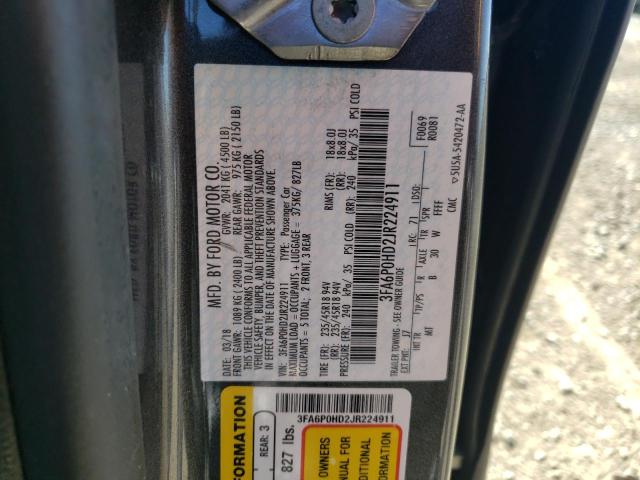 Photo 11 VIN: 3FA6P0HD2JR224911 - FORD FUSION SE 