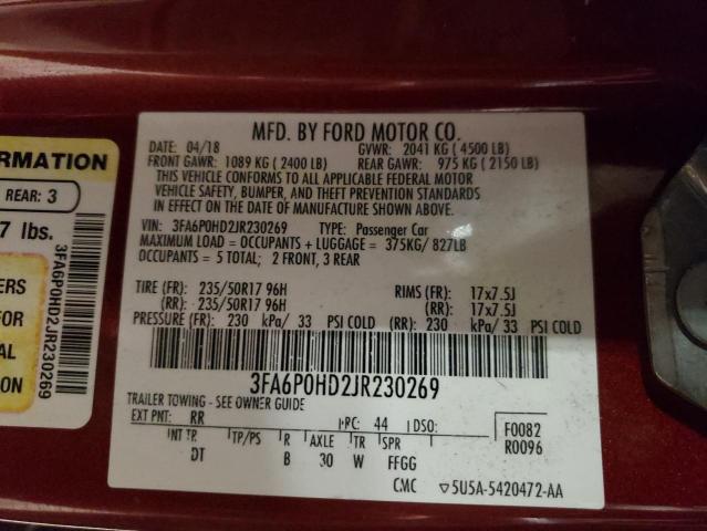 Photo 11 VIN: 3FA6P0HD2JR230269 - FORD FUSION SE 