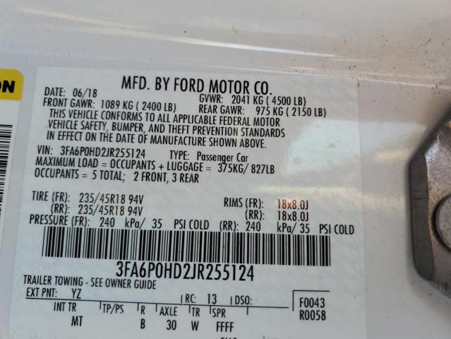 Photo 12 VIN: 3FA6P0HD2JR255124 - FORD FUSION SE 