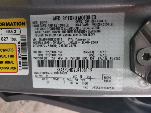 Photo 9 VIN: 3FA6P0HD2LR108112 - FORD FUSION SE 